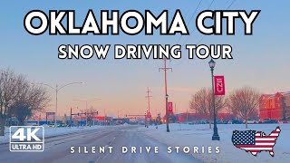 【4K】Driving in Oklahoma City After a Snowstorm ❄️ | Morning Highway 74 & Route 66 | No Talking