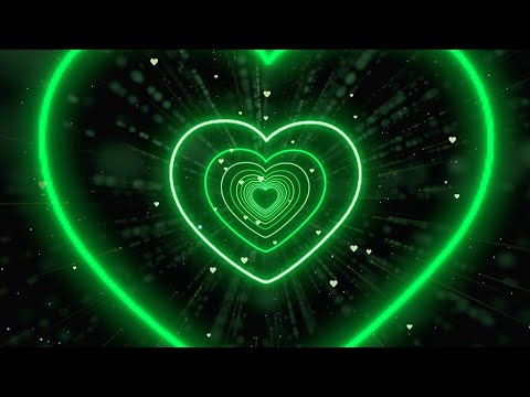 Neon Lights Love Heart Tunnel💚Green Heart Background | Neon Heart Tunnel Loop | Animated Background