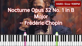 Nocturne Opus 32 No. 1 in B Major-- Frédéric Chopin - Piano Tutorial [HARD·Slow]