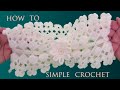 Diadema con flor 3D tejida a Crochet en Punto cuadrados y flores tejidas de una sola tira
