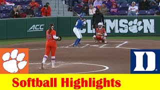 #3 Duke vs #19 Clemson Softball Game 1 Highlights, April 12 2024