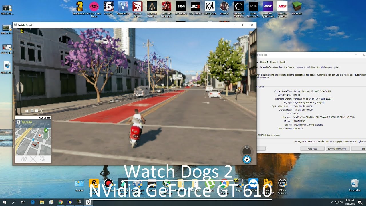 Watch Dogs 2 - NVidia GeForce GT 610 - Core 2 Duo E8400 - 3GB RAM