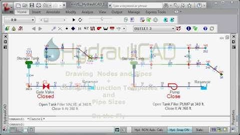 Draw pipes and nodes, Change Templates On the Fly using HydrauliCAD in AutoCAD