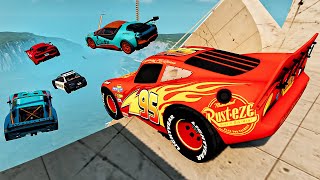 Super Expensive Cars Crash On The Ramp Lightning Mcqueen Vs Police Car Beamng Drive