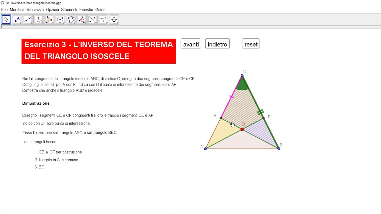 Esercizio n.3 - Inverso del teorema del triangolo isoscele