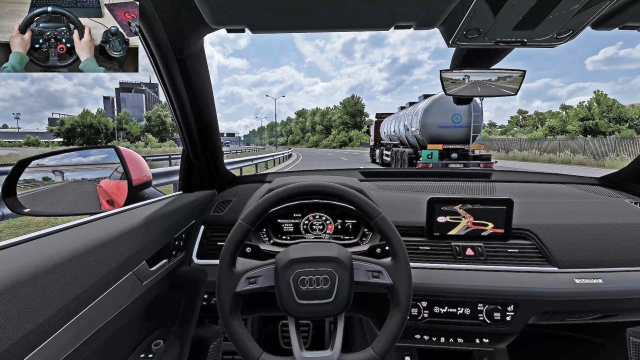 2020 Audi Q5 | Euro Truck Simulator 2 | Steering Wheel Game Play  | SnowyMoon |