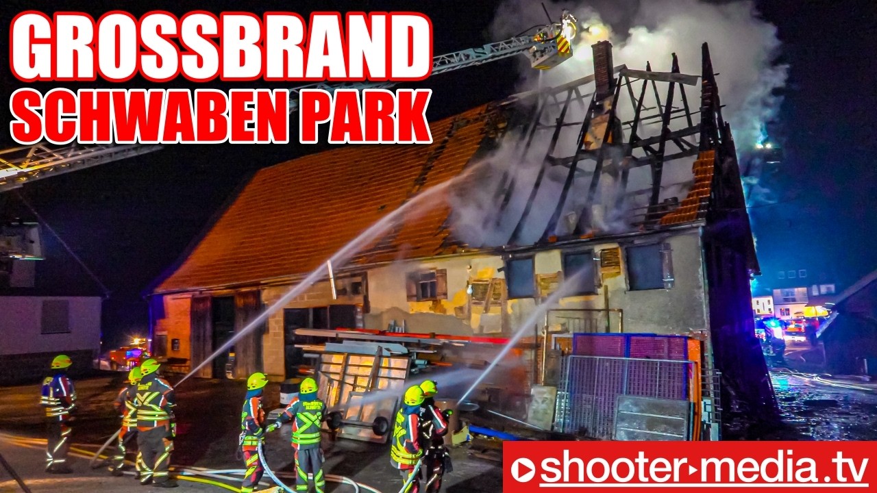 🔥🔥  GROSSBRAND im SCHWABEN PARK  🔥🔥 | Großeinsatz mit Drehleiter aus Welzheim | Glatteis
