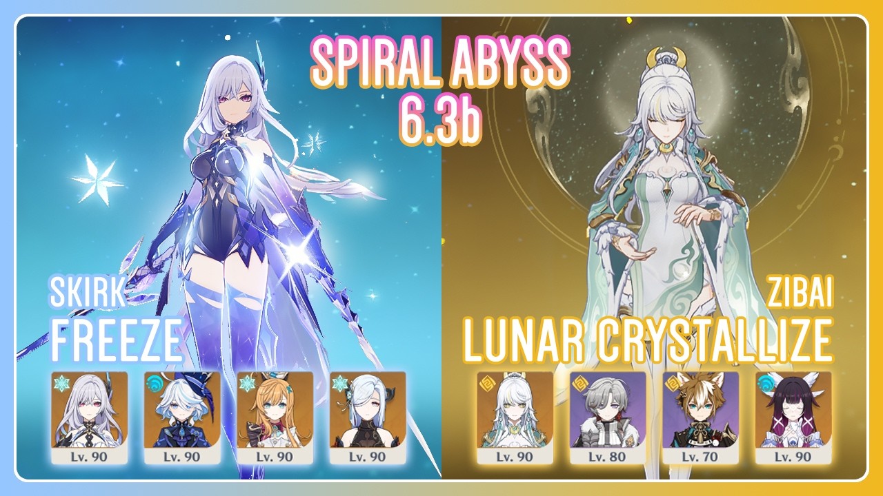 C0 Skirk Freeze & C0 Zibai Lunar Crystallize | Spiral Abyss 6.3b | Genshin Impact