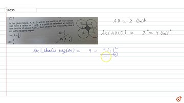 In the given figure, A, B, C and D are centres of four circles that have a radius of 1 unit. If...