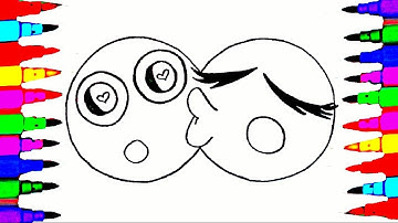 How To Draw and Color Emoticon l Emoji Emoticons Coloring Pages Videos For Kids l Learn Colors
