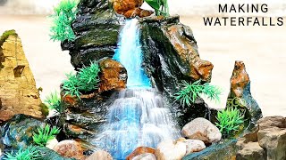 Awesome Homemade Indoor Desktop Waterfall Fountain | How to make a Indoor Cement Waterfall Fountain