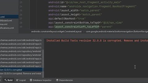 Installed build tools revision 32.0.0 is corrupted. Remove and install again using the SDK manager.