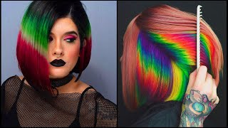 Top Viral Short Rainbow Hair Colorful Transformations Compilations