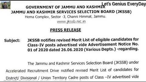 𝙅𝙆𝙎𝙎𝘽 𝙋𝙧𝙚𝙨𝙨 𝙍𝙚𝙡𝙚𝙖𝙨𝙚𝙙 𝙁𝙤𝙧 𝘾𝙡𝙖𝙨𝙨 𝙄𝙑 𝙋𝙤𝙨𝙩𝙨 𝙎𝙚𝙡𝙚𝙘𝙩𝙚𝙙 𝘾𝙖𝙣𝙙𝙞𝙙𝙖𝙩𝙚𝙨. 𝘼𝙡𝙡𝙤𝙘𝙖𝙩𝙞𝙤𝙣 𝙊𝙛 𝘾𝙖𝙙𝙧𝙚 & 𝘿𝙚𝙥𝙖𝙧𝙩𝙢𝙚𝙣𝙩𝙨