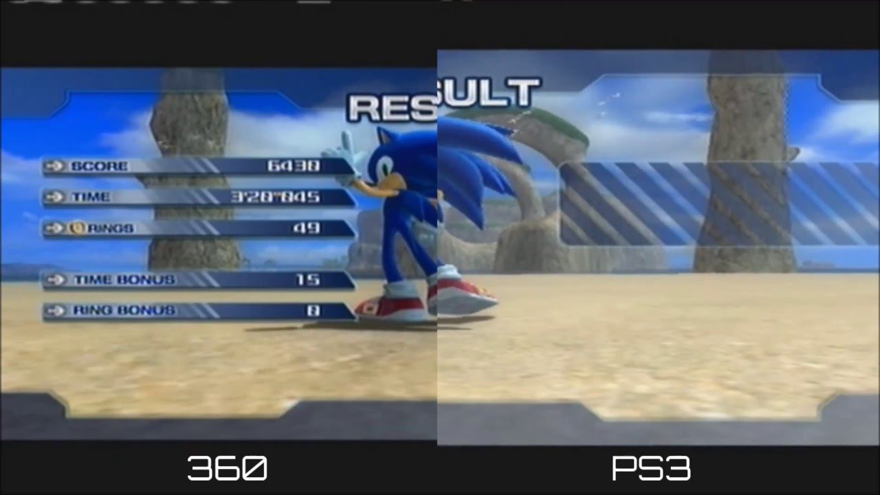 Sonic The Hedgehog 2006 Xbox 360 vs Playstation 3 graphics comparison  (comparação gráfica) 