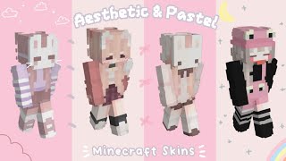 ♡ ࣪˖ Aesthetic & Pastel || Minecraft Skins pt.4 || Pastel Pink Theme🍡|| Closed Eyes/Masks Skins || screenshot 2