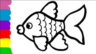 DRAW CUTE FISH STEP BY STEP| HOW TO DRAW COLOURFUL FISH||