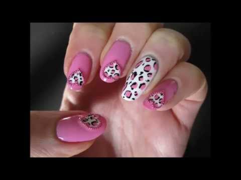 Valentine's Day Leopard Heart Nail Art - YouTube