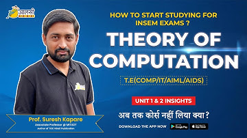 Theory of Computation | How to start studying for INSEM Exam | Unit 1 & 2 Insights | Aalsi Engineer