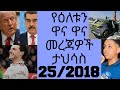 የዕለቱን ዋና ዋና መረጃዎች ታህሳስ 25 2018 Breakingnews Youtube News