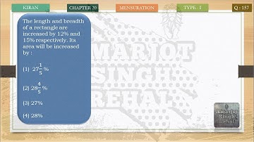 The length and breadth of a rectangle are increased by 12% and15% respectively. Its area will be in