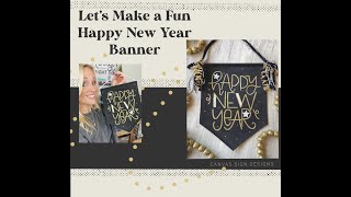 DIY Happy New Year Canvas Banner from Hobby Lobby