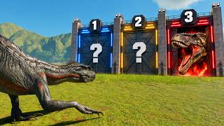 INDORAPTOR vs PICK A DOOR CHALLENGE in JURASSIC WORLD EVOLUTION 3