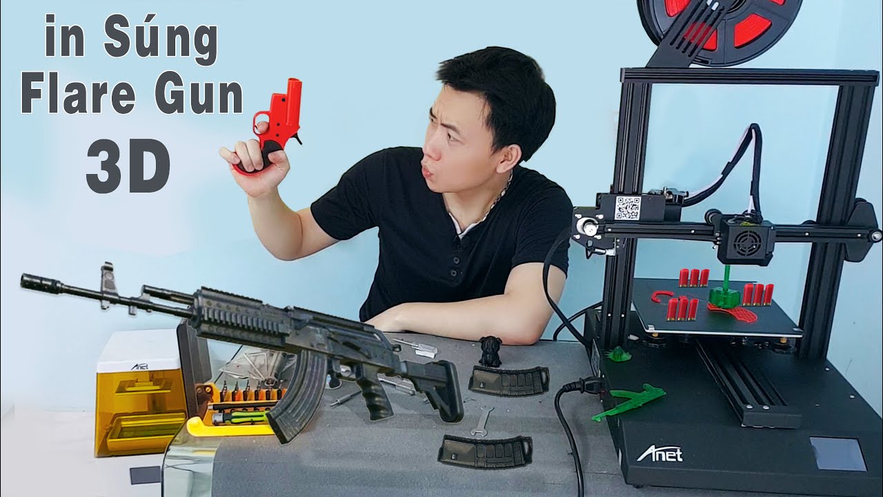 in 3d New 2022 Mở Hộp Máy In 3D Giá Rẻ - Dùng Máy In 3D in Súng Flare Gun 1:1 Như Thật ( Anet 3d printer ET4 Pro )