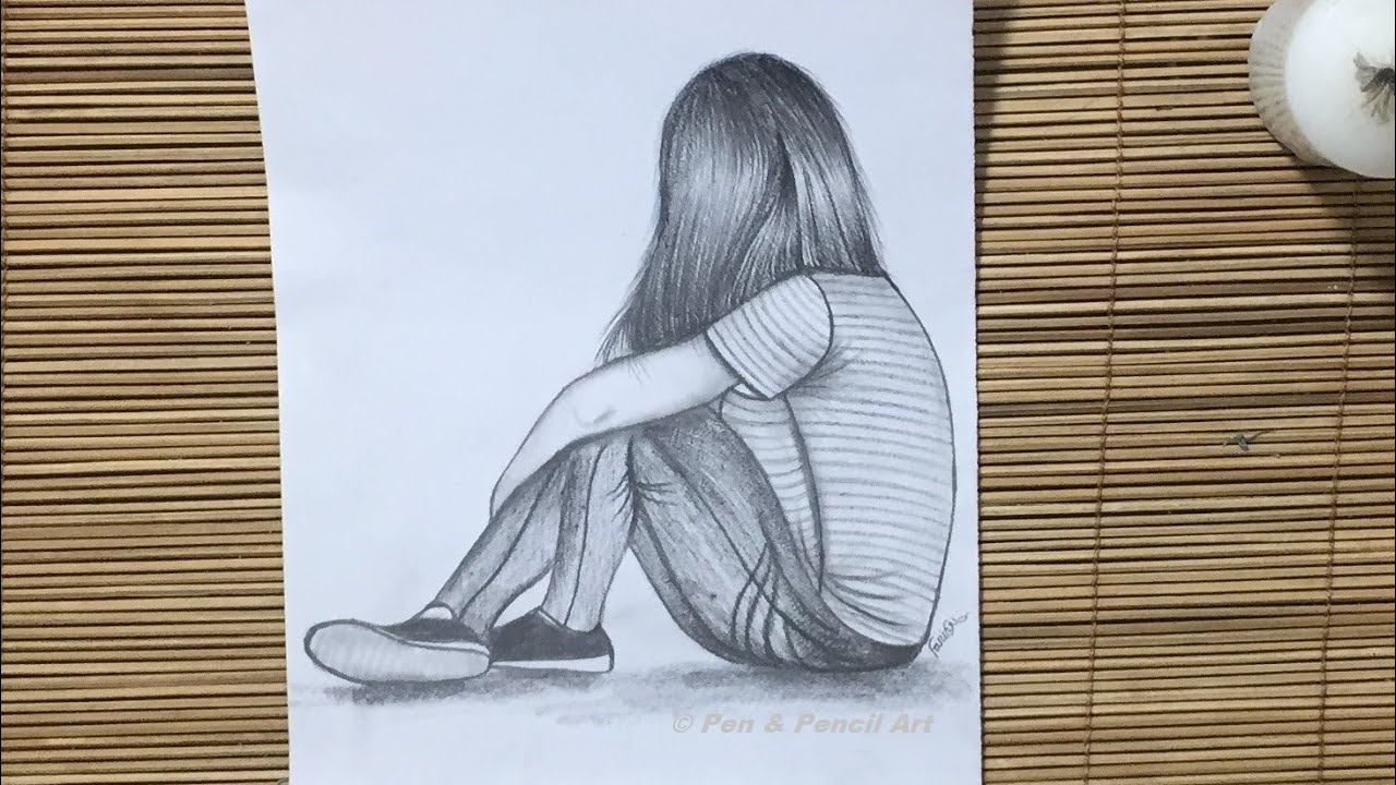 How to Draw an Alone Girl // Sad Girl Pencil Sketch for Beginners ...