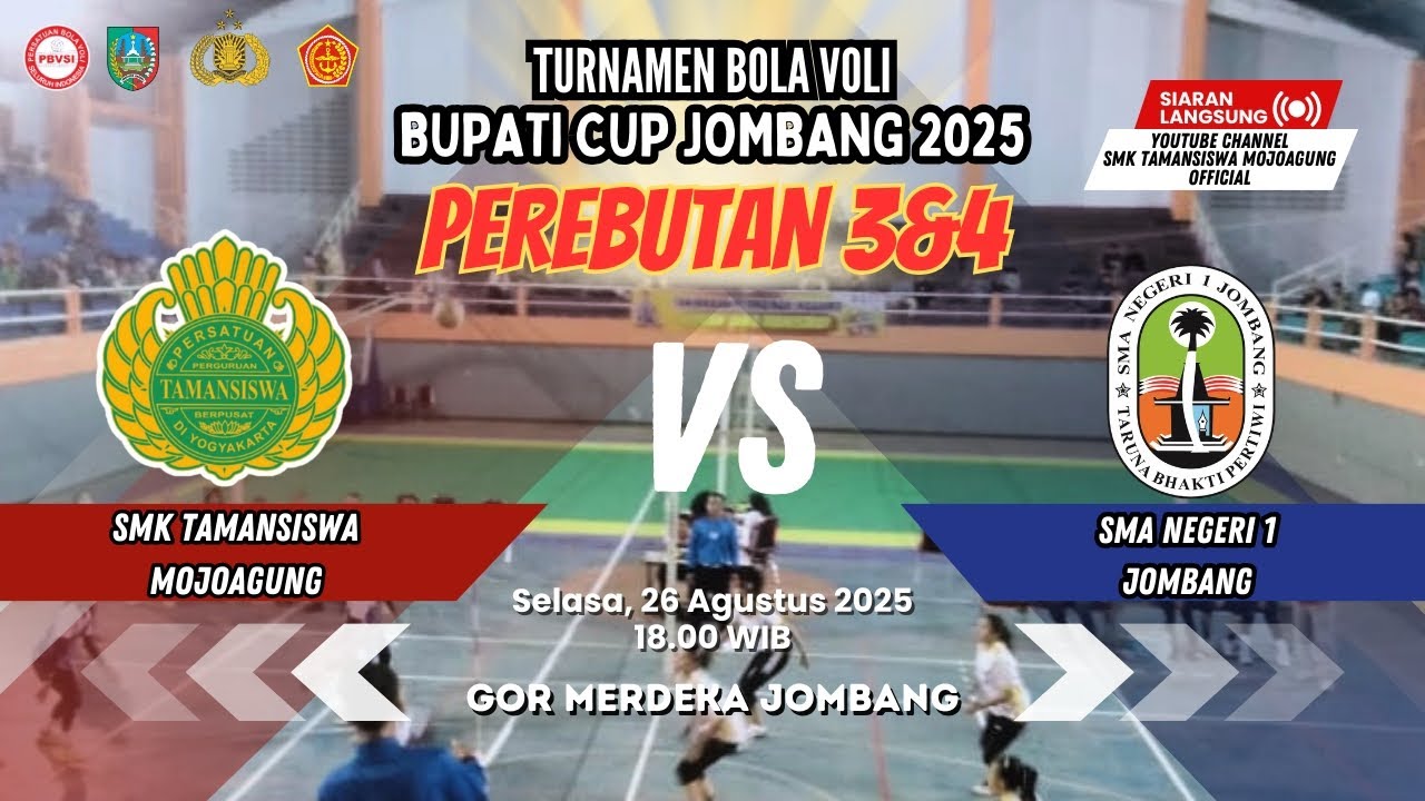 SMK Tamansiswa Mojoagung vs SMAN 1 Jombang 🛑 Turnamen Bola Voli Bupati Cup Jombang 2025 🛑