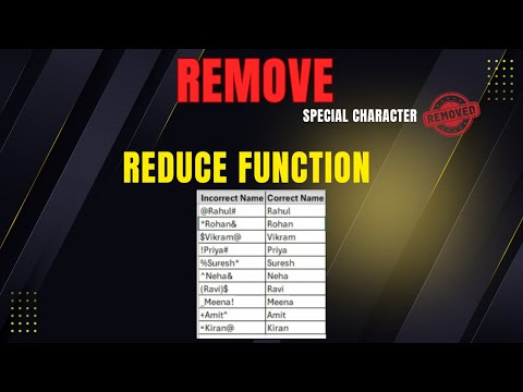 ❌ "Remove Special Characters in Excel Using REDUCE Function | Step-by-Step Guide" | Hindi
