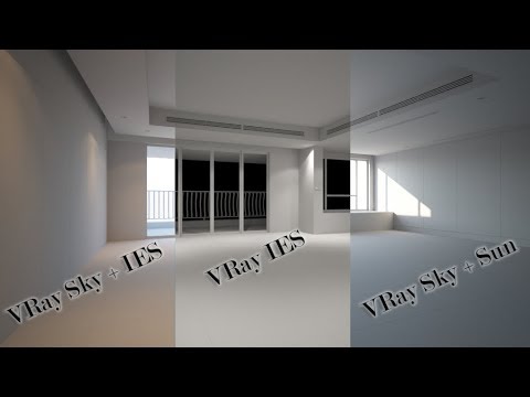 interior vray sun + sky portal +VRay IES + Artificiel lighting and settings