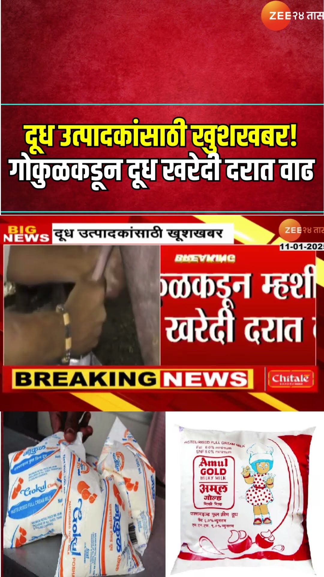 Milk Purchase Price Increased | दूध उत्पादकांसाठी खुशखबर! गोकुळकडून म्हशीच्या दूध खरेदी दरात वाढ