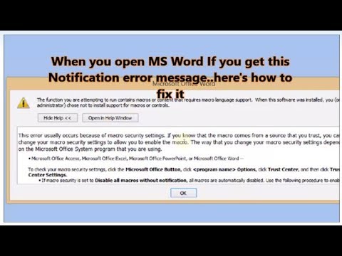 FIX: The Functions You Are Attempting Run ERROR In MS Word[HD]