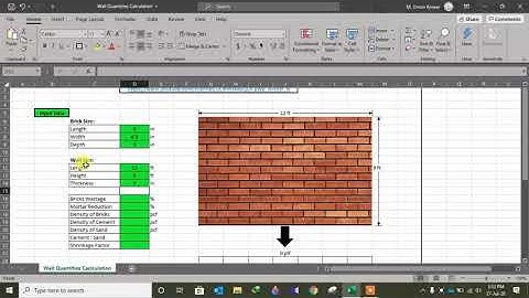 1. How to calculate quantities for bricks wall using MS Excel Sheet