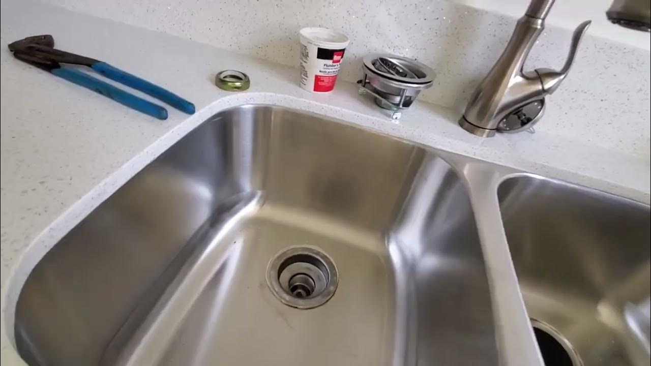 Installing faucet, basket strainers and piping in double sink drain