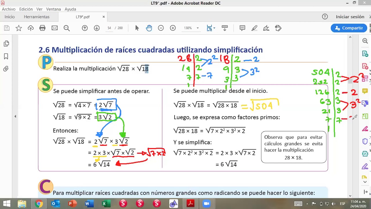 2.6 Multiplicación de raíces cuadradas utilizando simplificación - YouTube
