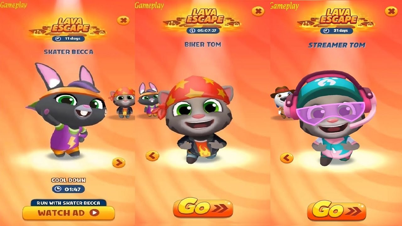 Tom Streamer Talking Tom Gold Run NEW UPDATE New Character Streamer Tom VS Biker Tom ...