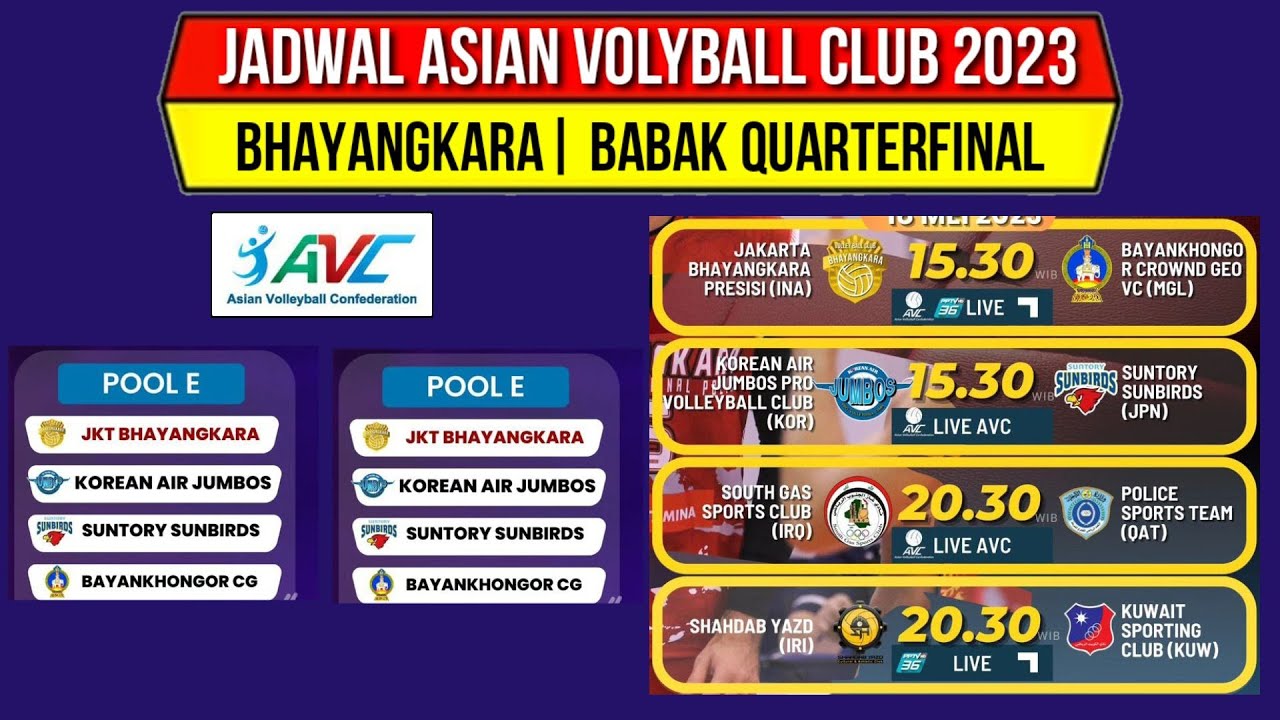 Jadwal Bhayangkara Presisi Avc 2023 Jadwal Asian Volleyball