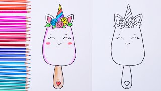 How to Draw a Unicorn Ice Cream Easy drawings Draw so cute