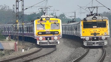 Howrah-Katwa Medha EMU & Katwa-Howrah Conventional EMU Trains Skip Huge Curve Back to Back | ER