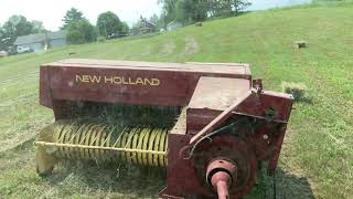 First Crop of Hay 2021 IH 75A Tractor New Holland Square baler Haybine Farming Homesteading