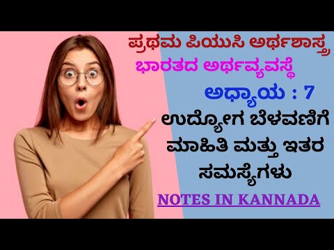 1st puc Economics- Indian Economy Chapter 7 All Important Notes In Kannada | ILN Videos