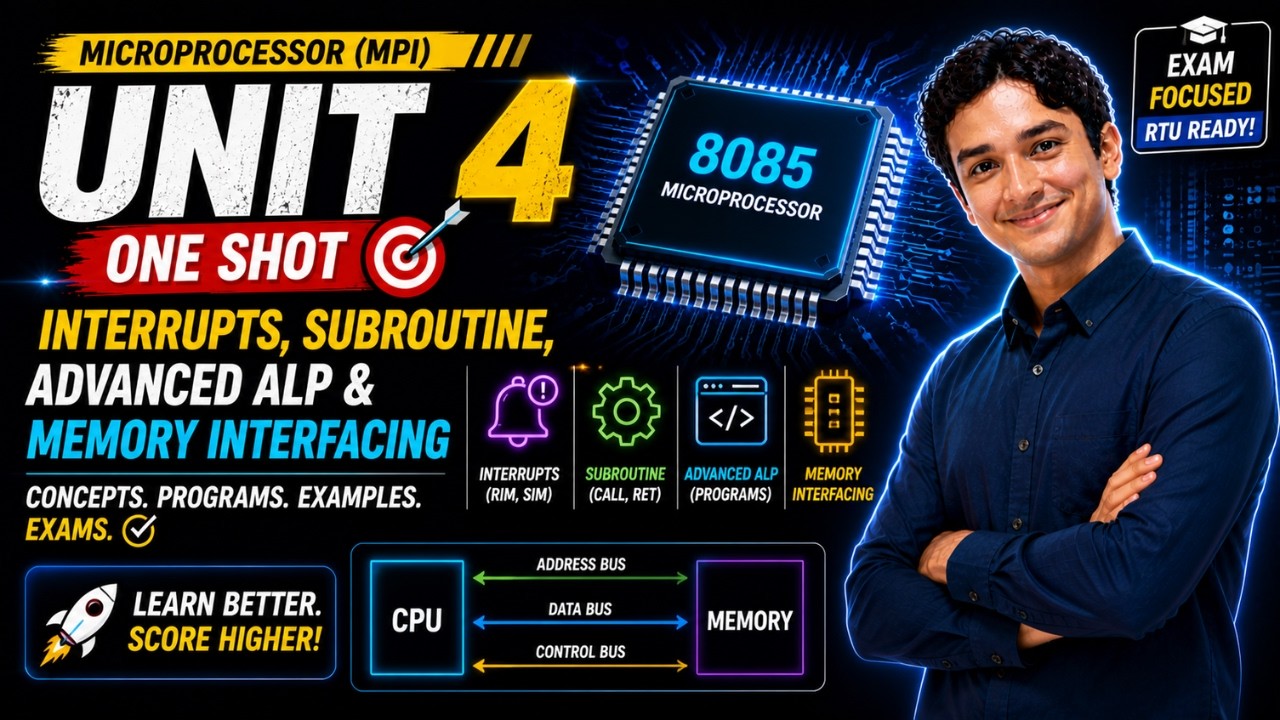 Microprocessor Unit 4 One Shot 🔥 | Interrupts, Subroutines & Memory Interfacing | Exam Ready