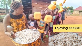 We enjoyed popcorn 🍿#africa #villagelife #africanlife