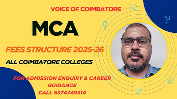 MCA FEES STRUCTURE 2025-26 IN COIMBATORE COLLEGES  #mca #tancet2025 #admissionopen2025_2026