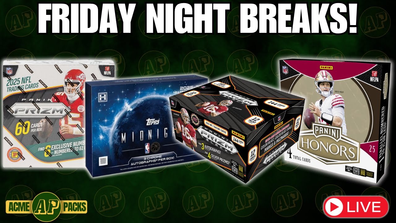 Friday Night Sports Card Breaks! HONORS NFL, PRIZM BLACK,  & MIDNIGHT NBA!