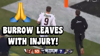 Joe Burrow LEAVES GAME with INJURY Vs Ravens 🙏😰 Bengals Vs Ravens 2023 highlights