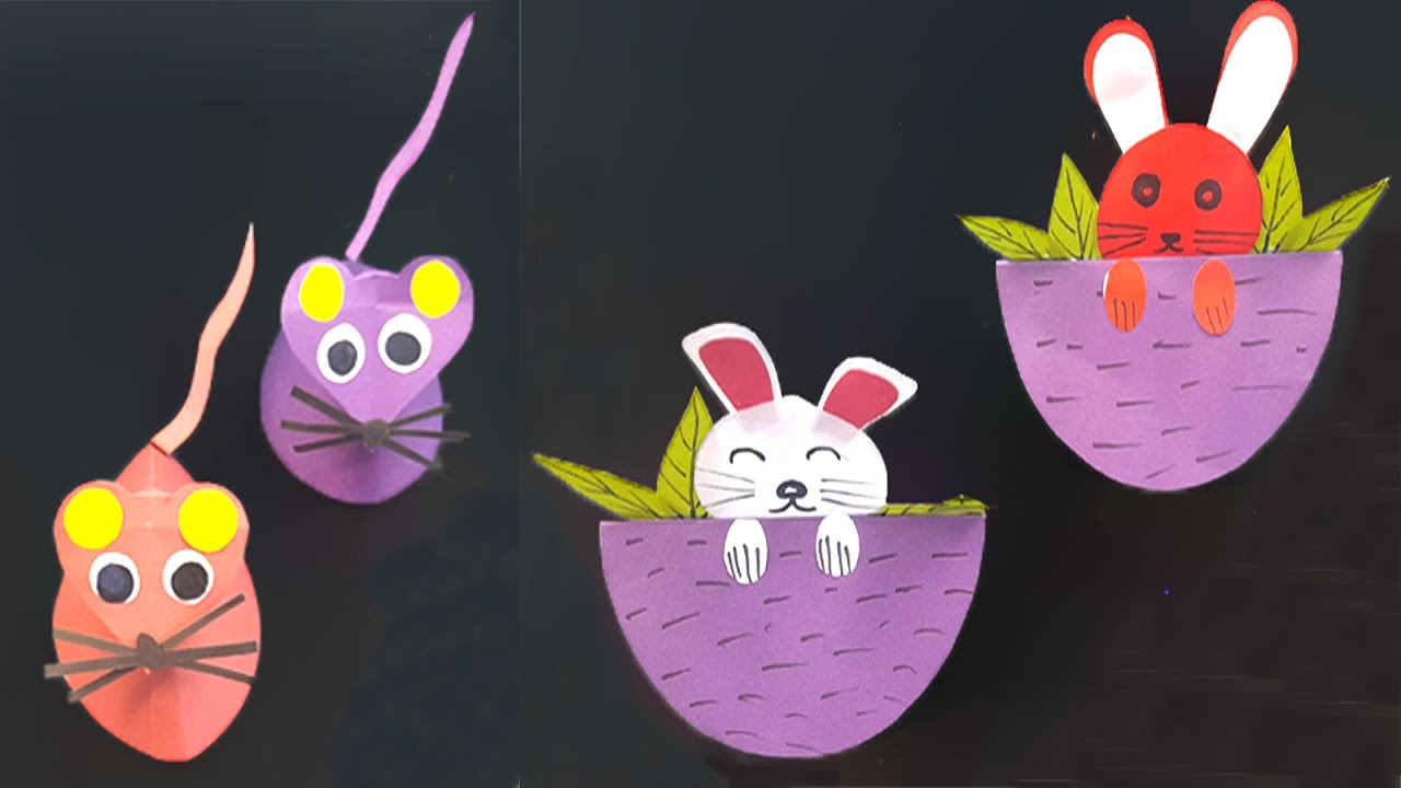 Easy Paper RABBIT and Mouse For Kids / Nursery Craft Ideas | Paper ...