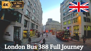 2024 UK London Bus ride Full journey | Route 388 Stratford to London Bridge Sunset ride